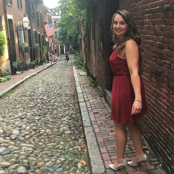 Lush Cranberry Red Cocktail Dress, Size Large - Picture 2 of 9